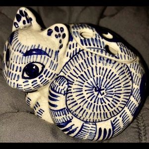Tiffany & Co Cat Shaped Potpourri Holder Crackled Porcelain Vintage Antique 1978